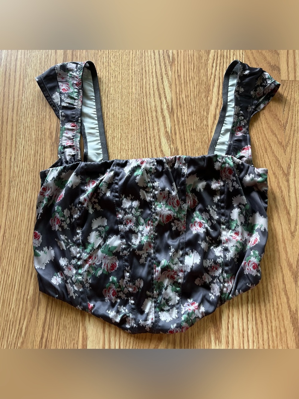 Out From Under by Urban Outfitters grey floral bustier top